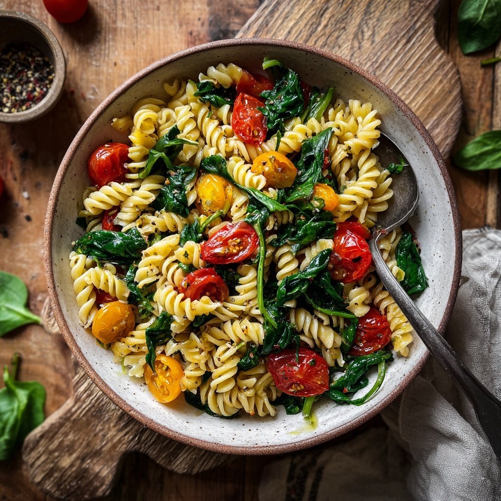 Mediterraner Nudelsalat Mit Spinat