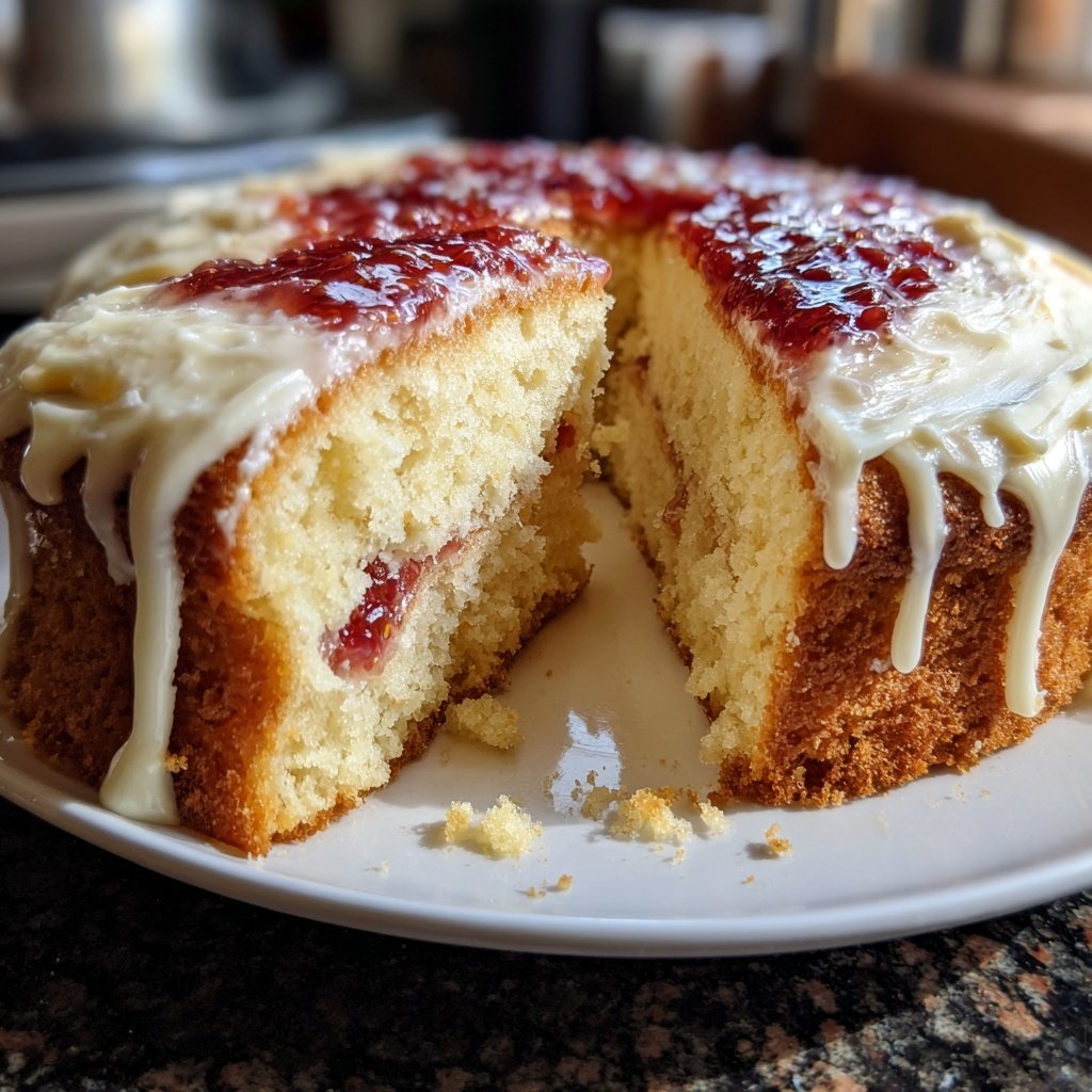 Vanillekuchen mit Erdbeerfüllung