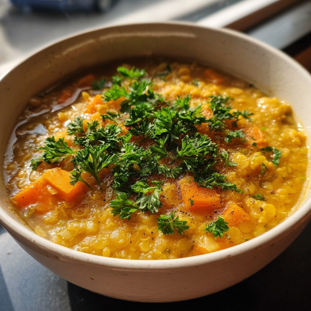 Linsensuppe mit Petersilie