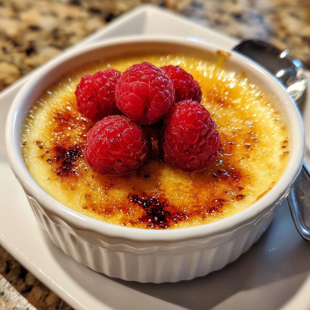 Crème Brûlée mit Himbeeren