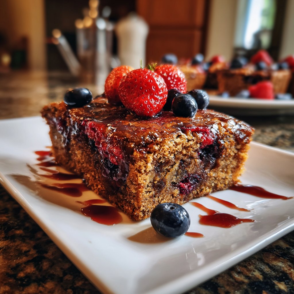 Blechkuchen mit Beerenpudding