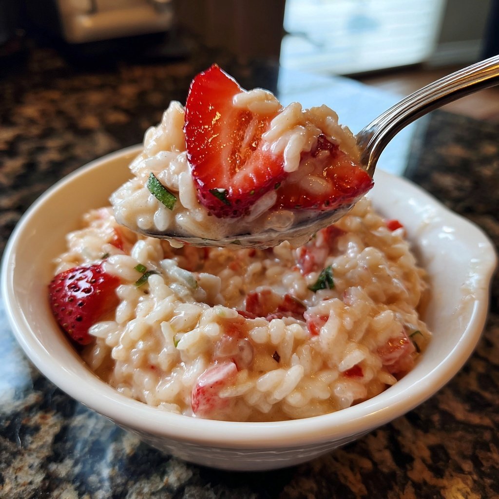 Cremiges Valentinsrisotto mit Erdbeernote