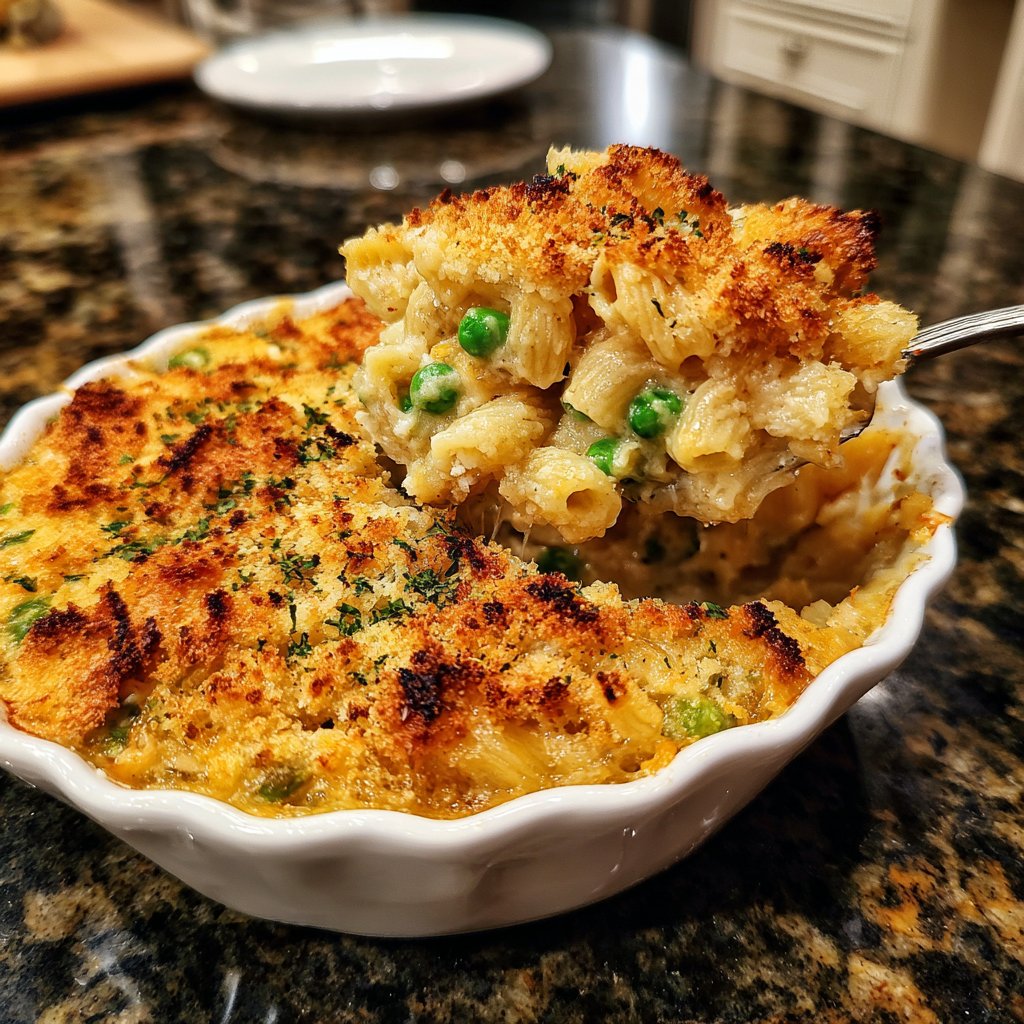 Nudelauflauf mit Erbsen
