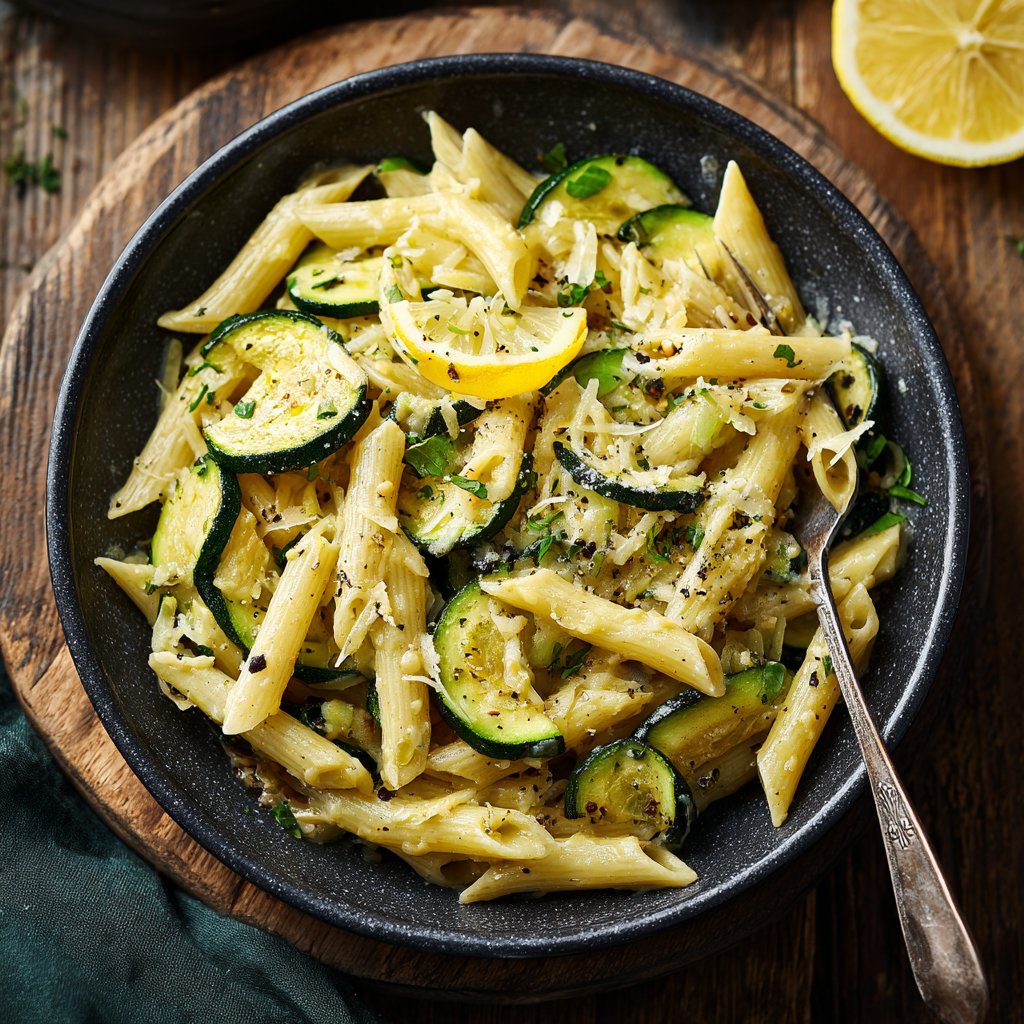 Penne mit Zucchini und Zitrone