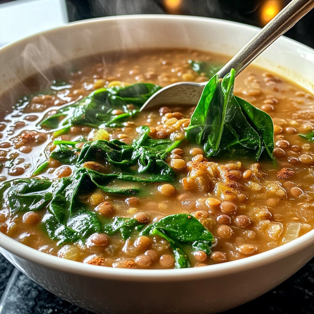 Linsensuppe mit Spinat