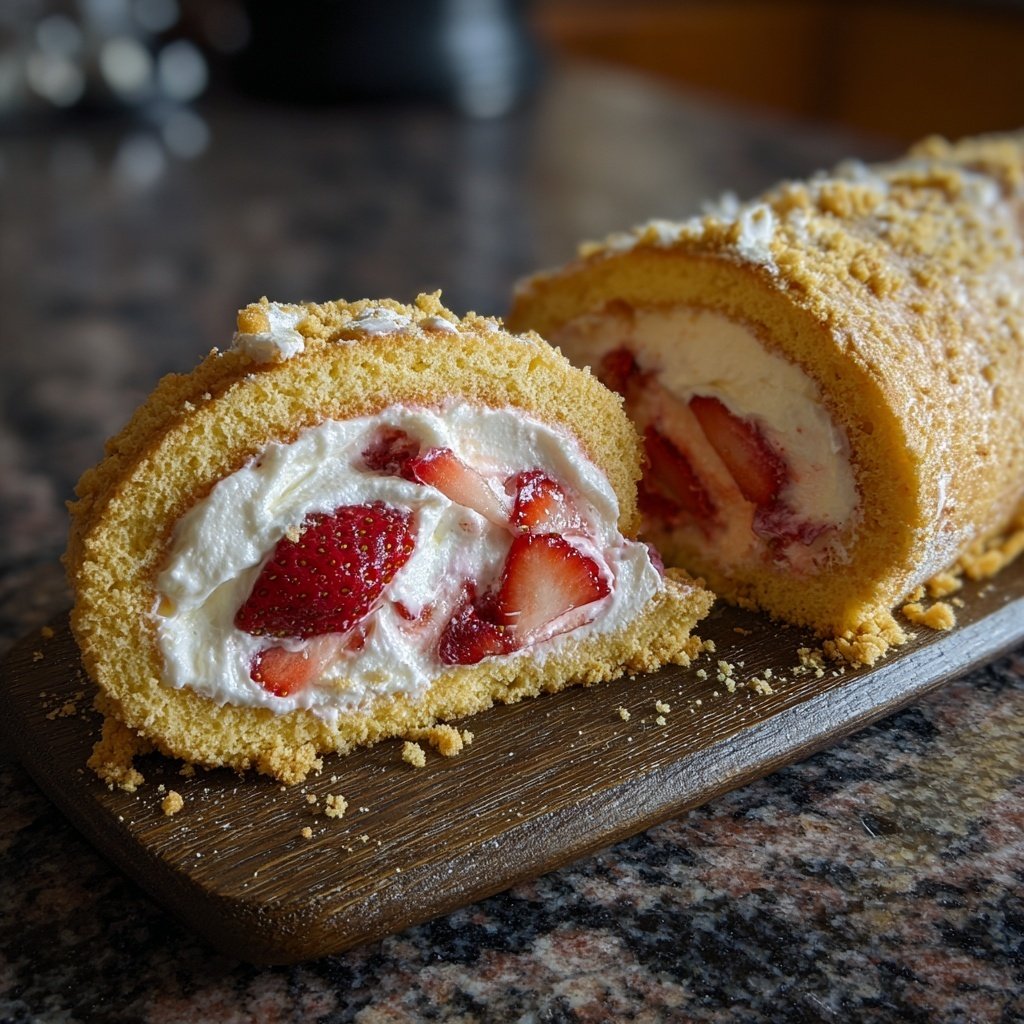Erdbeer Biskuitrolle