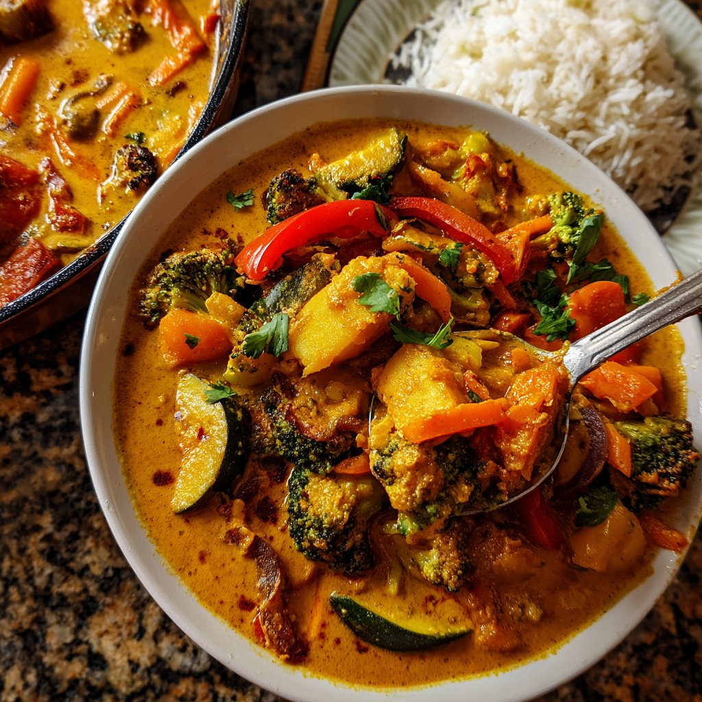 Vegetarisches Abendessen mit Curry