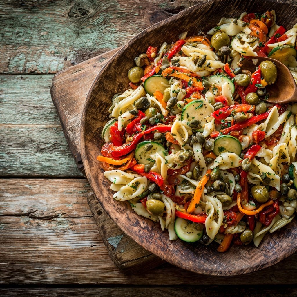 Mediterraner Nudelsalat Mit Kapern